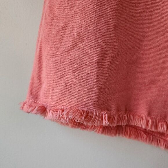 Jen 7 Pink Cutoff Denim Mid Shorts | 7 For All Mankind | Women's Size 10 Cotton - Picture 3 of 10